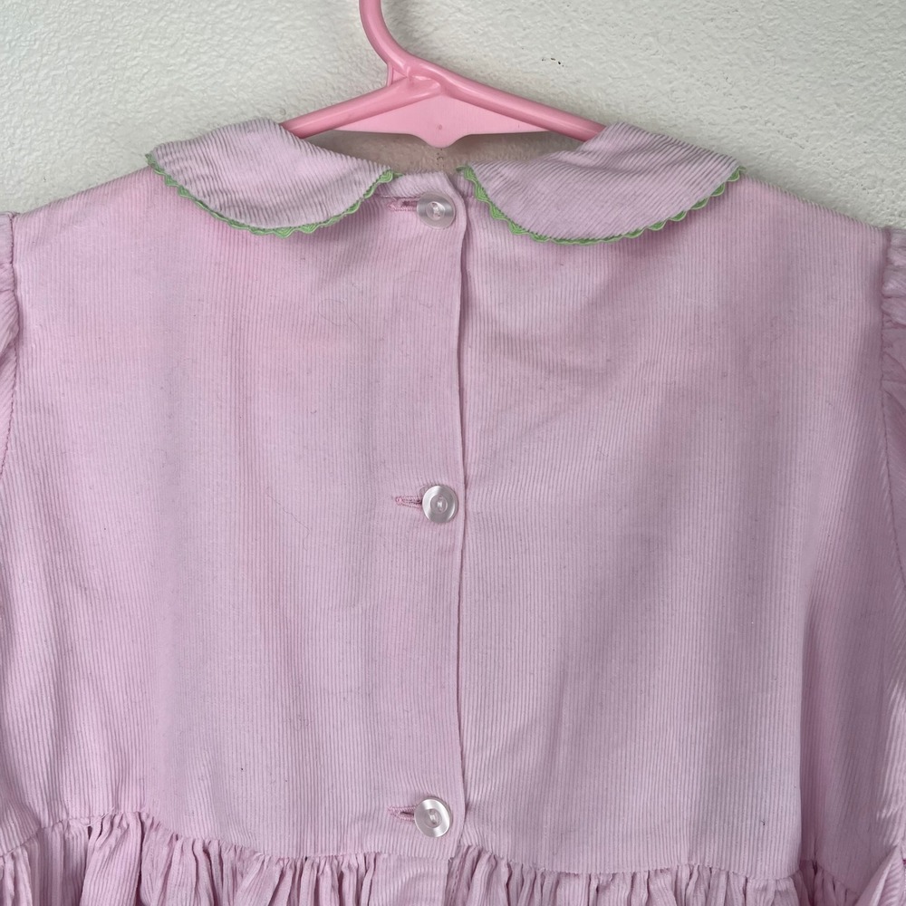 Vive La Fete Girls Pink Corduroy Smocked Dress Long Sleeve Peter Pan Collar 4T - Picture 7 of 10